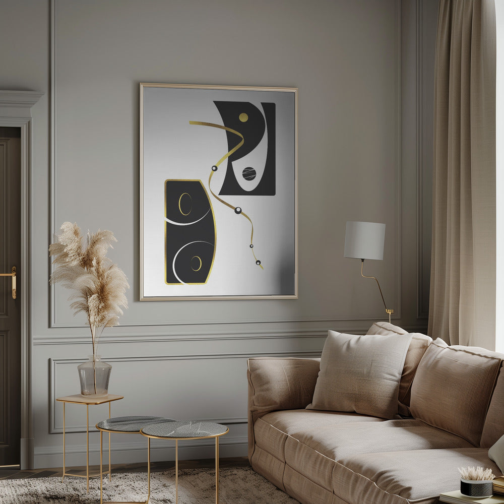 Black & White Abstract No. 2 | gold Poster